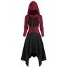 Robe à Capuche Mi-longue Asymétrique Bloc de Couleur - multicolor A 2XL