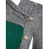 Patchwork Shawl Collar Knitwear - multicolor A 3XL