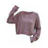 Pull Texturé à Goutte Epaule en Tricot à Câble - Rose clair L