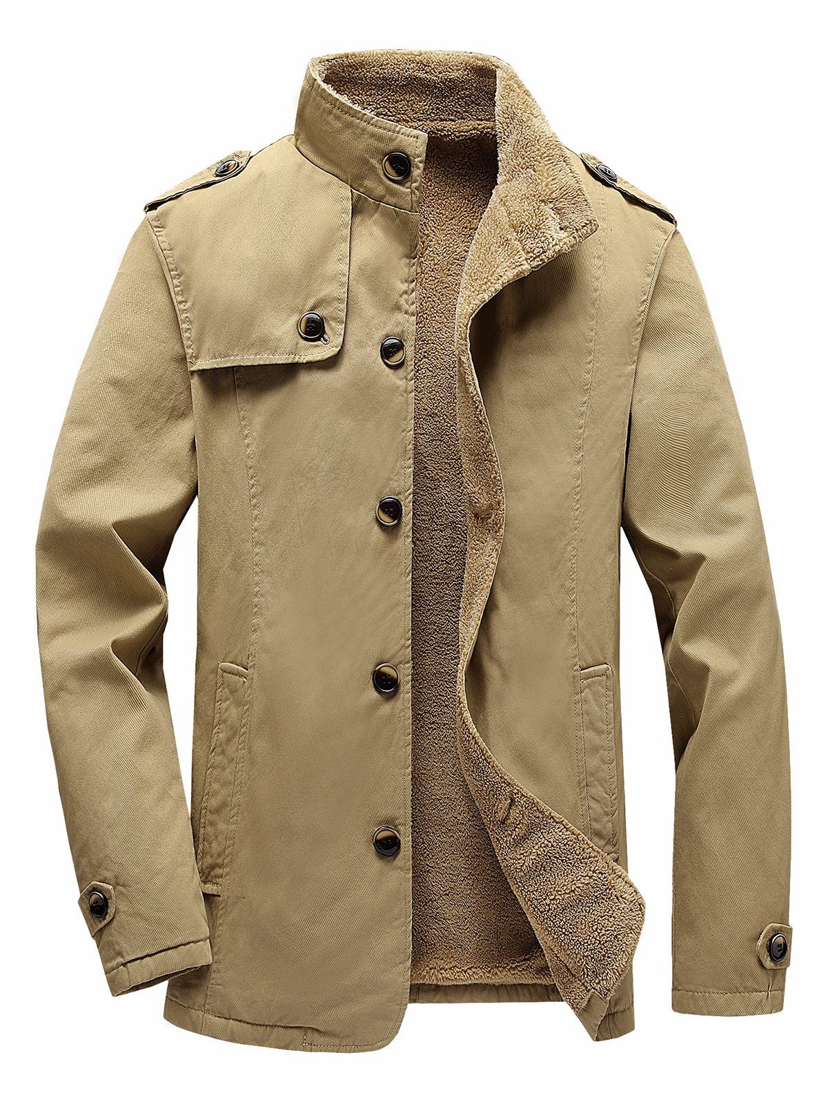 Button Up Fleece Jacket - LIGHT YELLOW L
