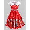Robe à Coeur Ceinturée à Nœud Papillon Grande Taille - Rouge 1X