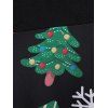 Christmas Snowflake Elk Tree Print Scalloped V Neck Belted Dress - multicolor A S