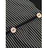 Striped Button Front Knot Curved Hem Tee - BLACK S