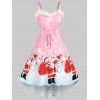 Robe Père Noël Bonhomme de Neige en Fausse Fourrure de Grande Taille à Lacets - Rose clair 1X