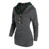 Pull à Capuche Chiné à Carreaux Imprimés - Cendre gris 3XL