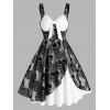 Robe d'Halloween Crâne sans Manches en Dentelle Insérée - Blanc 2XL