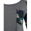 Plus Size Raglan Sleeve Cartoon Cat Pocket T Shirt - ASH GRAY L