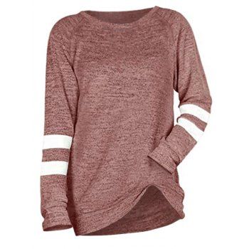 

Striped Raglan Sleeve Knitted Top, Light orange