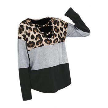 

Leopard Crisscross Animal Print Casual Tee, Black