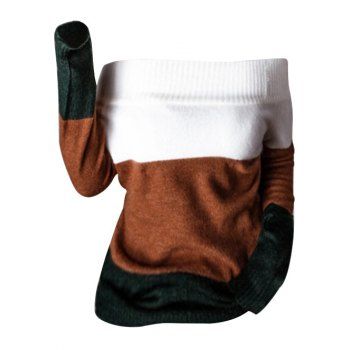 

Off Shoulder Colorblock Jumper Sweater, Multicolor