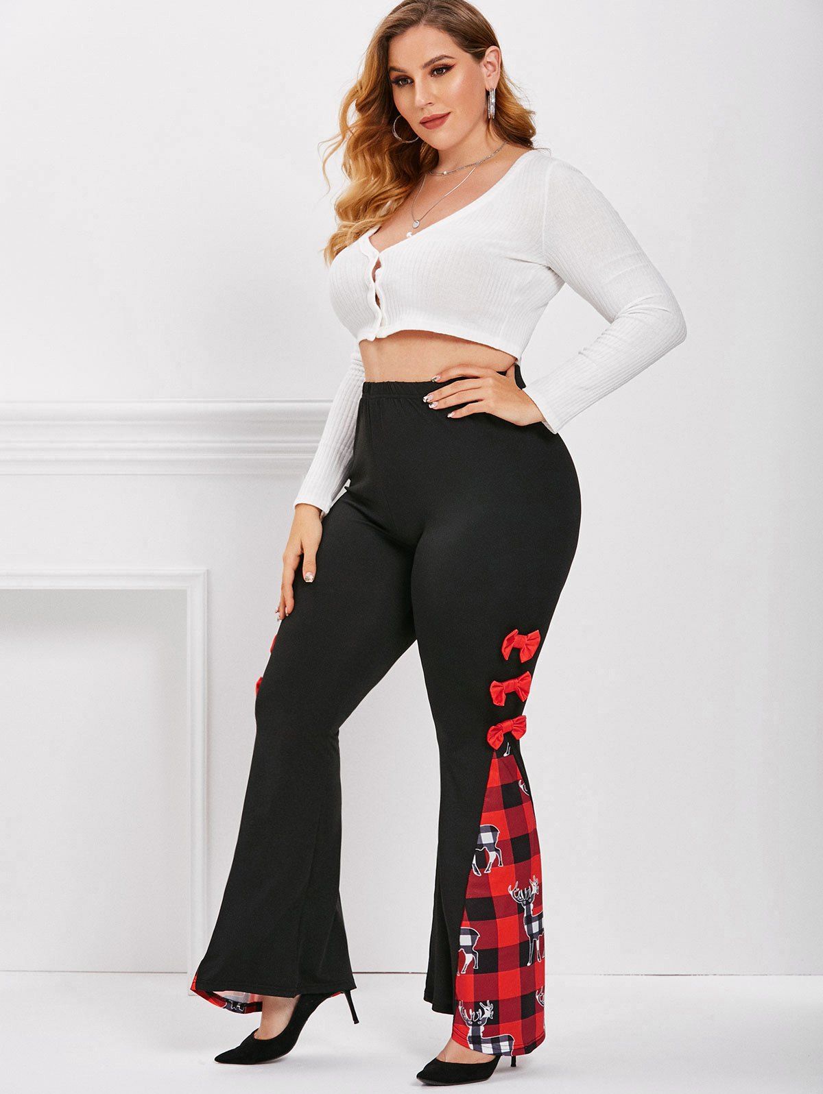 red plaid pants plus size