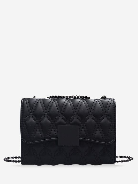 Sac à Bandoulière Matelassé Goutte D'Eau avec Chaîne - Noir 