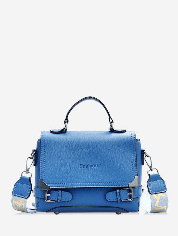 Sac à Bandoulière Rétro Lettre Gaufrée Bouclé - Bleu Ciel 