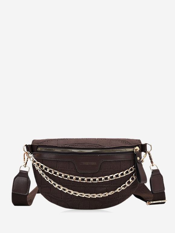 Sac Poitrine Chaîne Superposée à Bretelle Large - café 