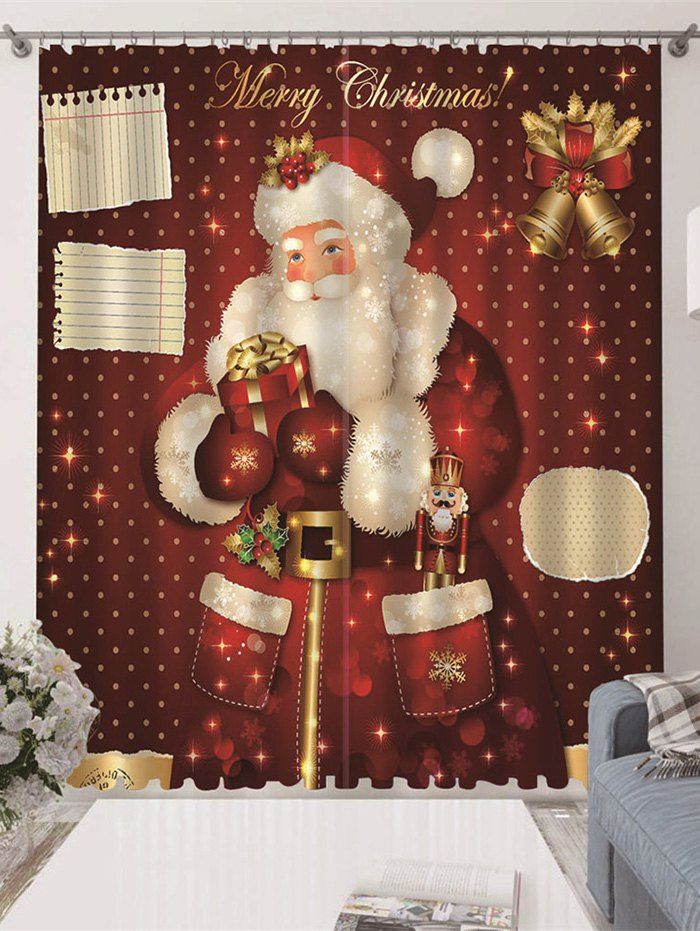 Rideaux de Fenêtre Père Noël Imprimé 2 Pièces - multicolor W33.5 X L79 INCH X 2PCS