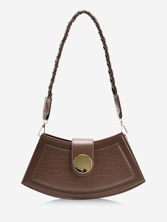 Sac à Bandoulière Texturé Tressé avec Sangle - café 