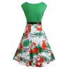 Christams Twist Front Santa Claus Musical Note Print Dress - GREEN L