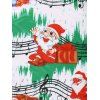 Christams Twist Front Santa Claus Musical Note Print Dress - GREEN L