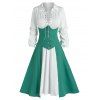 Lace-up Dress and High Low Corset Skirt - LIGHT SEA GREEN L