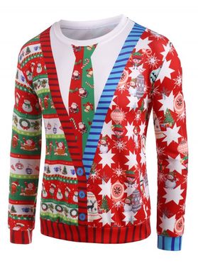 Santa Claus Pattern Crew Neck Christmas Sweatshirt