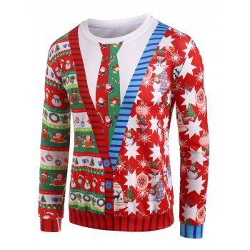 

Santa Claus Pattern Crew Neck Christmas Sweatshirt, Clover green