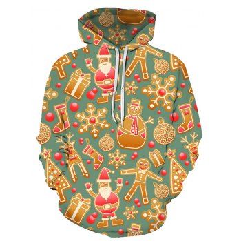 

Christmas Elk Snowflake Snowman Gift Print Hoodie, Multicolor