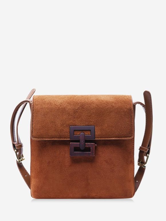 Sac à Bandoulière Géométrique Carré Evidé - Brun 