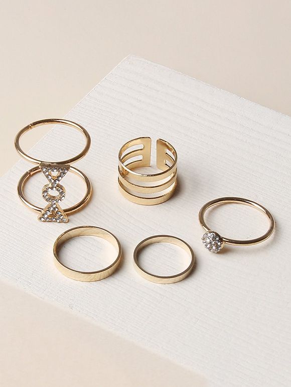 Ensemble de Bague Evidée en Forme de Bonbon avec Strass 5 Pièces - d'or 