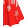 Christmas Snowflake Print Sleeveless Lace-up Dress - RED XL