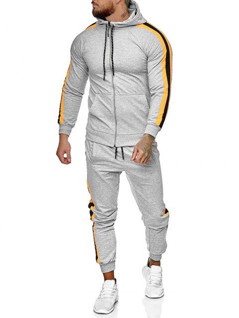 Side Striped Hoodie and Sports Pants Two Piece Set