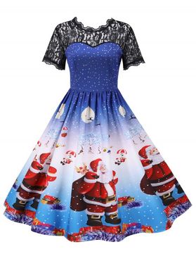 Christmas Santa Claus Polka Dot Lace Yoke Dress