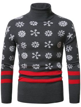Christmas Snowflake Pattern Turtleneck Sweater