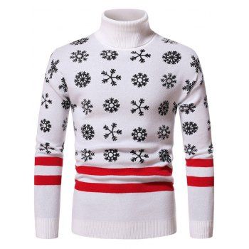 

Christmas Snowflake Pattern Turtleneck Sweater, White