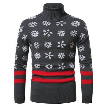 

Christmas Snowflake Pattern Turtleneck Sweater, Dark gray