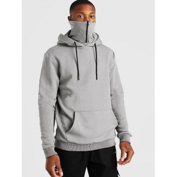 

Pullover Zip Design Fleece Hoodie, Light gray