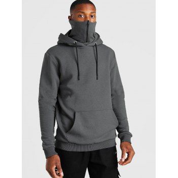 

Pullover Zip Design Fleece Hoodie, Dark gray