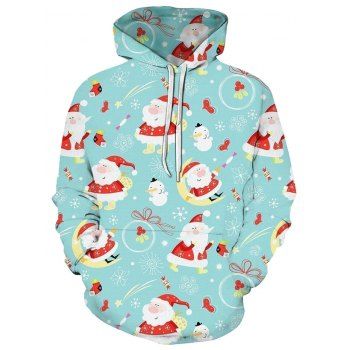 

Front Pocket Christmas Santa Claus Print Hoodie, Multicolor