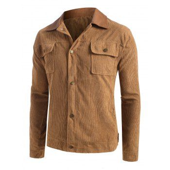 

Button Up Ribbed Corduroy Jacket, Camel brown