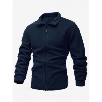 

Turndown Collar Zip Up Polar Fleece Jacket, Cadetblue