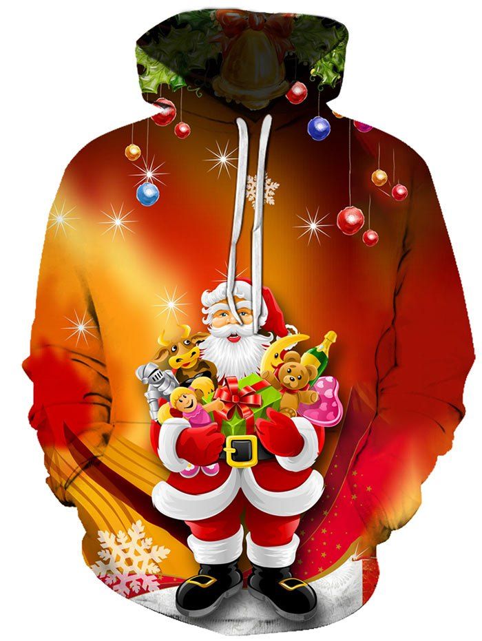 Christmas Santa Claus Front Pocket Hoodie - multicolor M
