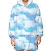 Couverture à Capuche avec Imprimé Nuage avec Poche Kangourou en Laine - Bleu de Ciel ONE SIZE