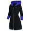 Manteau Tricoté Contrastant à Cordon de Serrage - Noir XL
