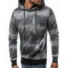 Sweat à Capuche Teinté Imprimé avec Poche Kangourou à Cordon - Gris Foncé 2XL