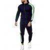 Ensemble de Sweat à Capuche à Rayure Latérale et de Pantalon de Sport Deux Pièces - Cadetblue L