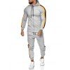 Ensemble de Sweat à Capuche à Rayure Latérale et de Pantalon de Sport Deux Pièces - Gris Clair L