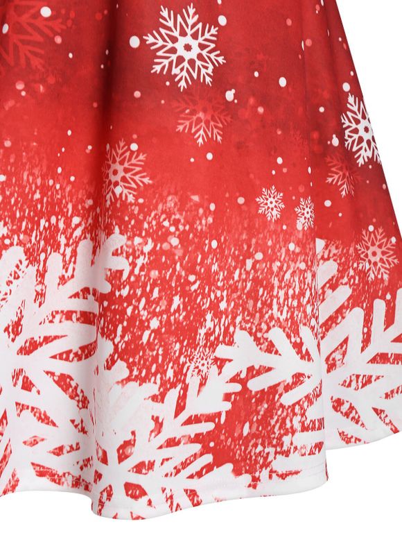 Robe de Noël en Couleur Ombrée à Imprimé Flocon de Neige - Rouge XL