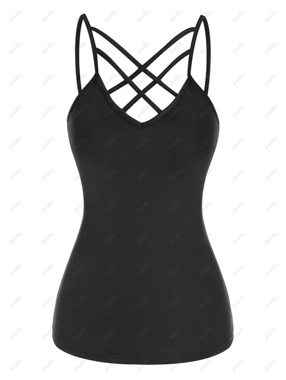 T-shirt à Imprimé Père Noël et Sapin à Col Olique et Haut à Bretelle - Concorde 3XL