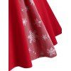 T-shirt de Noël Flocon de Neige en Maille Insérée de Grande Taille avec Nœud Papillon - Rouge L