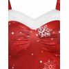 Robe de Noël en Couleur Ombrée à Imprimé Flocon de Neige - Rouge XL
