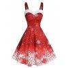 Christmas Party Dress Snowflake Print Ombre Color Dress - RED M